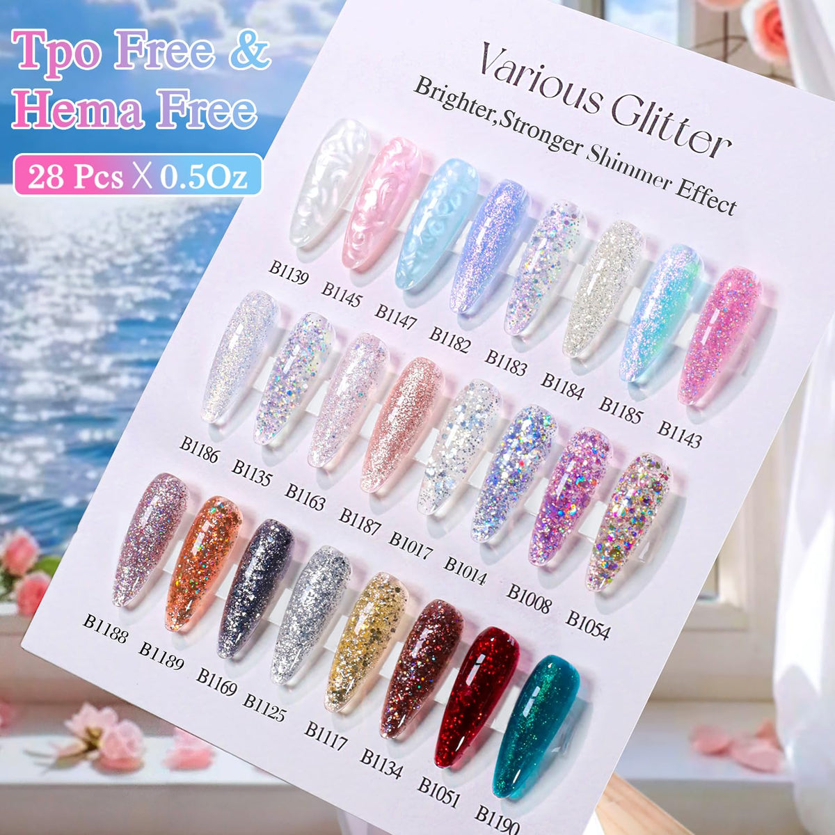 Application of Double Rhythm glitter gel polish on nails