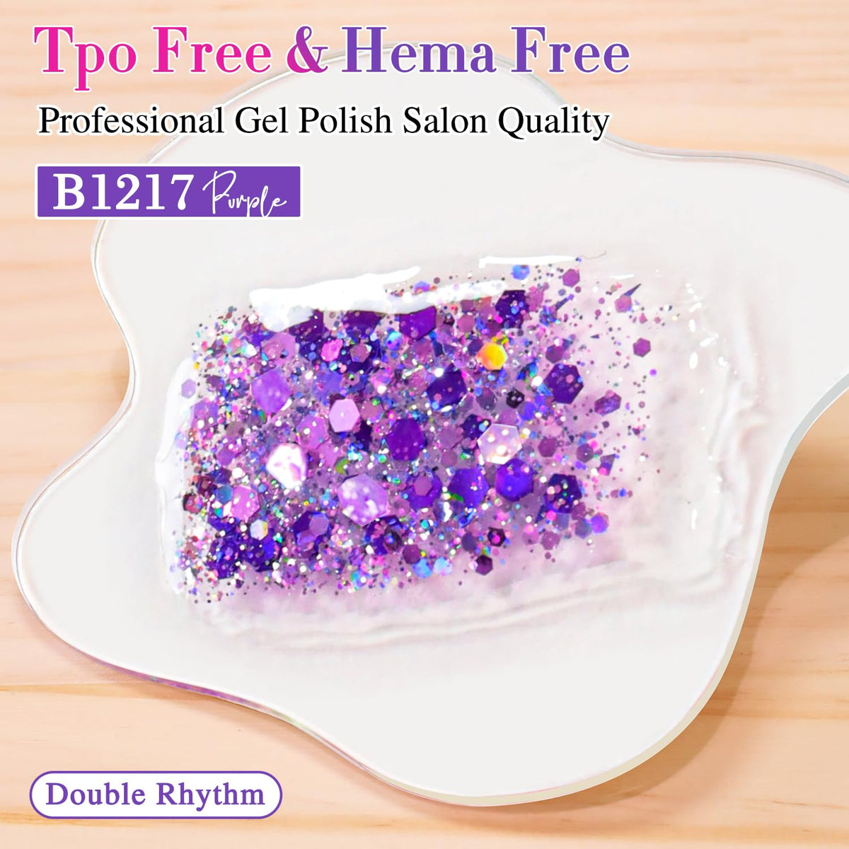Application of Double Rhythm Glitter Gel Polish on nails