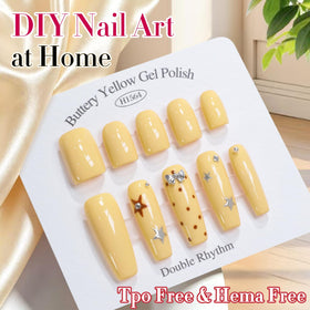 Application of Earth Yellow Gel Polish on nails