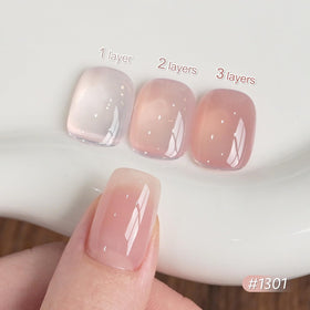 Application of GAOY gel polish on nails with UV light