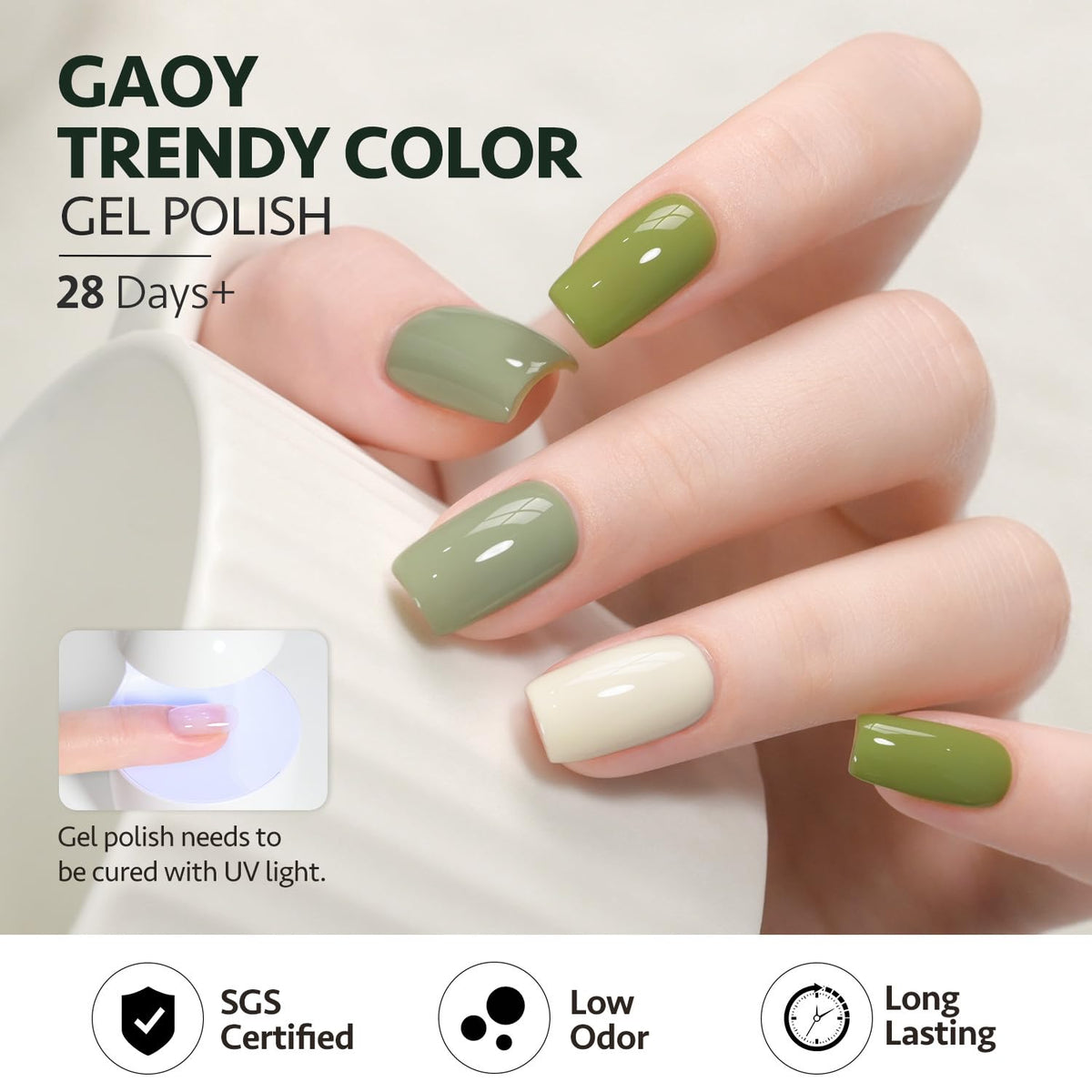 Application of GAOY gel polish with glossy finish