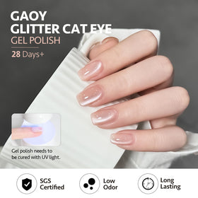 Application of GAOY Glassy Cat Eye Gel Nail Polish with magnet