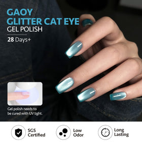 Application of GAOY Jelly Blue Cat Eye Gel Nail Polish with magnet