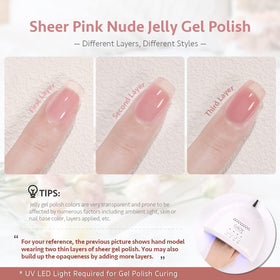 Application of GAOY Jelly Gel Nail Polish under UV light