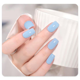 Application of GAOY Light Blue Gel Nail Polish on nails