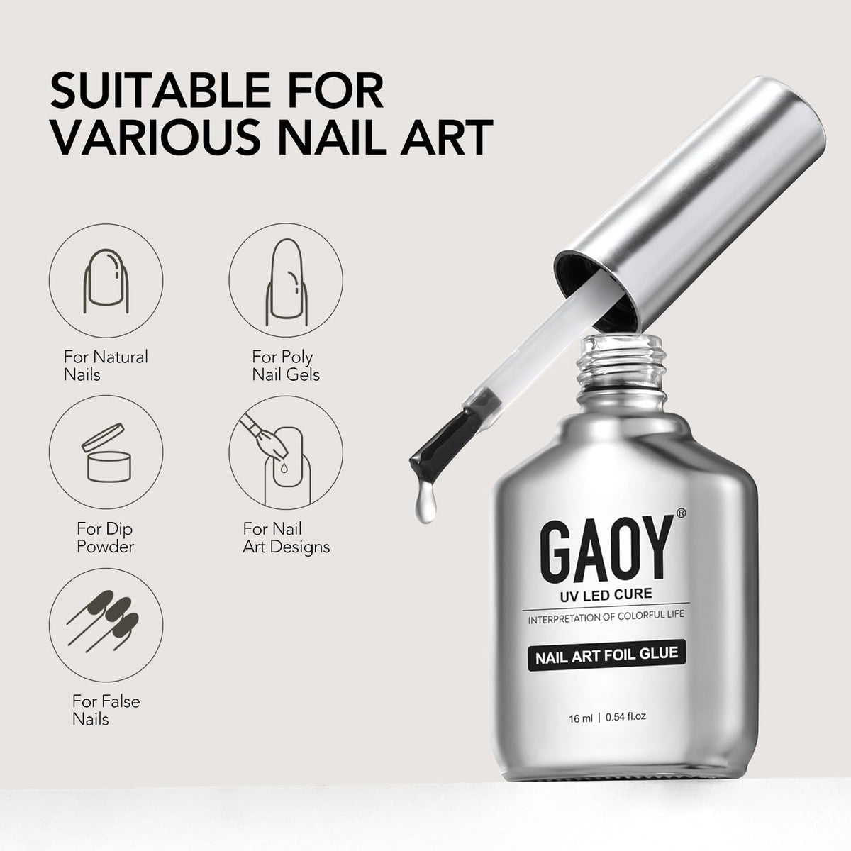 Application of GAOY Nail Foil Glue under UV lamp