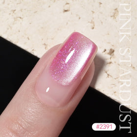 Application of GAOY Pink Cat Eye Gel Nail Polish on nails