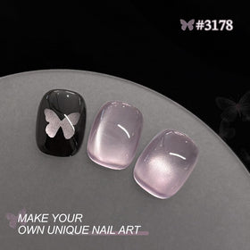 Application of GAOY Purple Glitter Cat Eye Gel Polish on nails