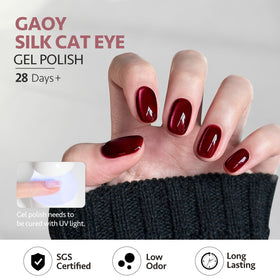 Application of GAOY Red Cat Eye Gel Nail Polish with magnet