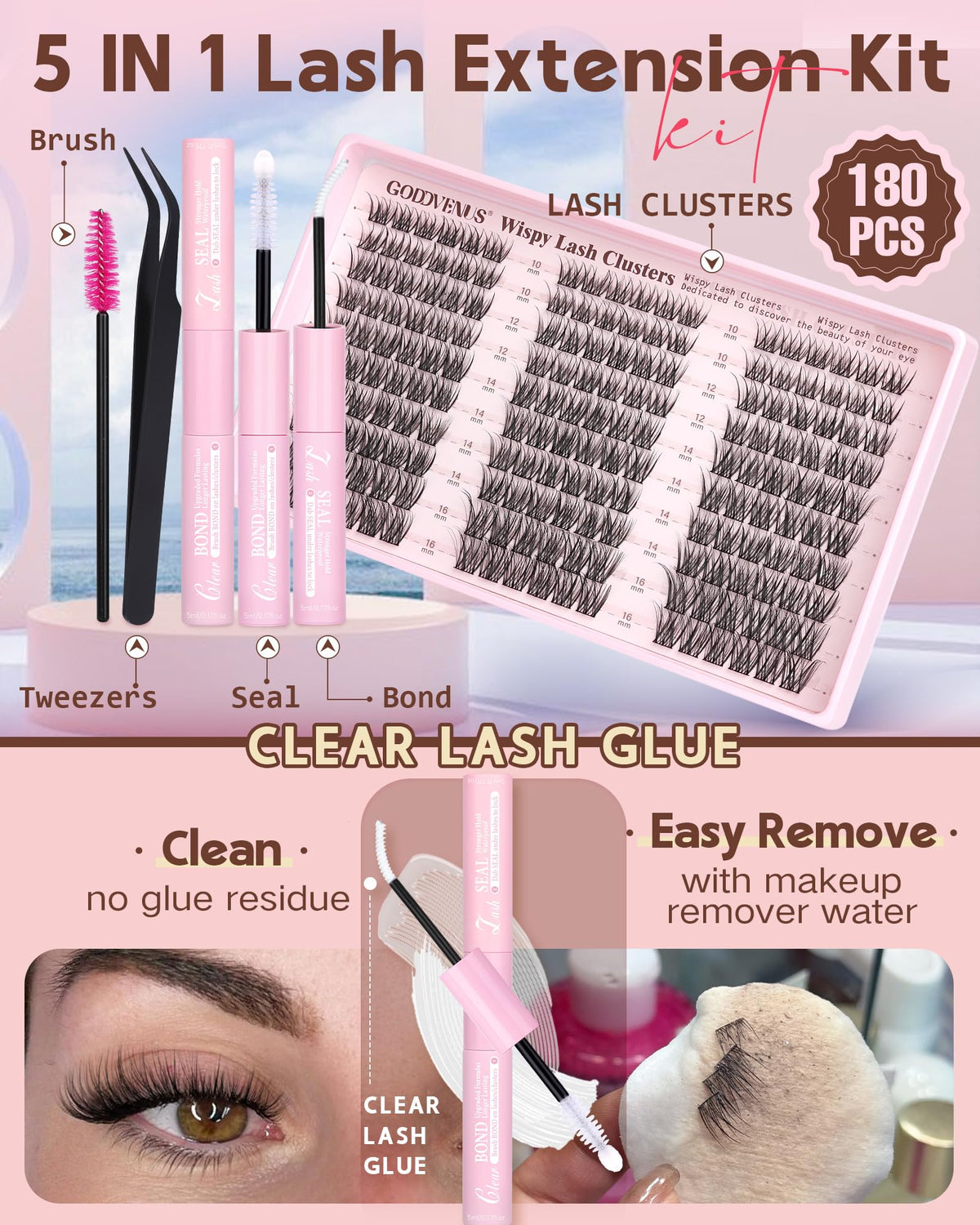 Application of Goddvenus lash clusters on model's eyes