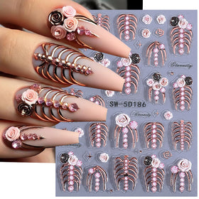 Application of Gothic nail stickers on nails