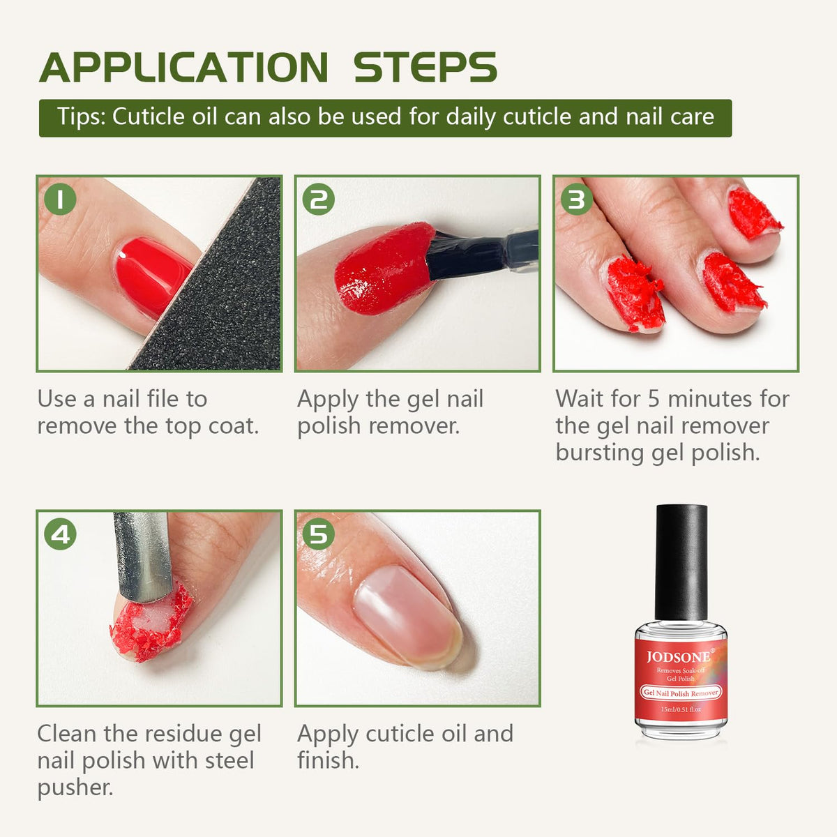 Application of JODSONE Gel Nail Remover on nails