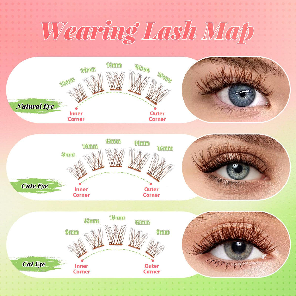 Application of KEYYOU lash clusters on model's eyes