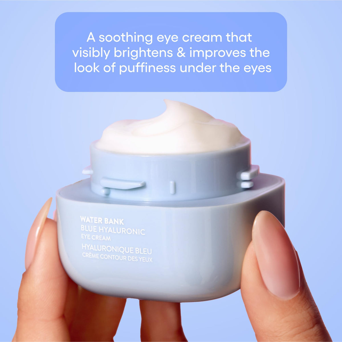 Application of LANEIGE Water Bank Blue Hyaluronic Eye Cream on skin