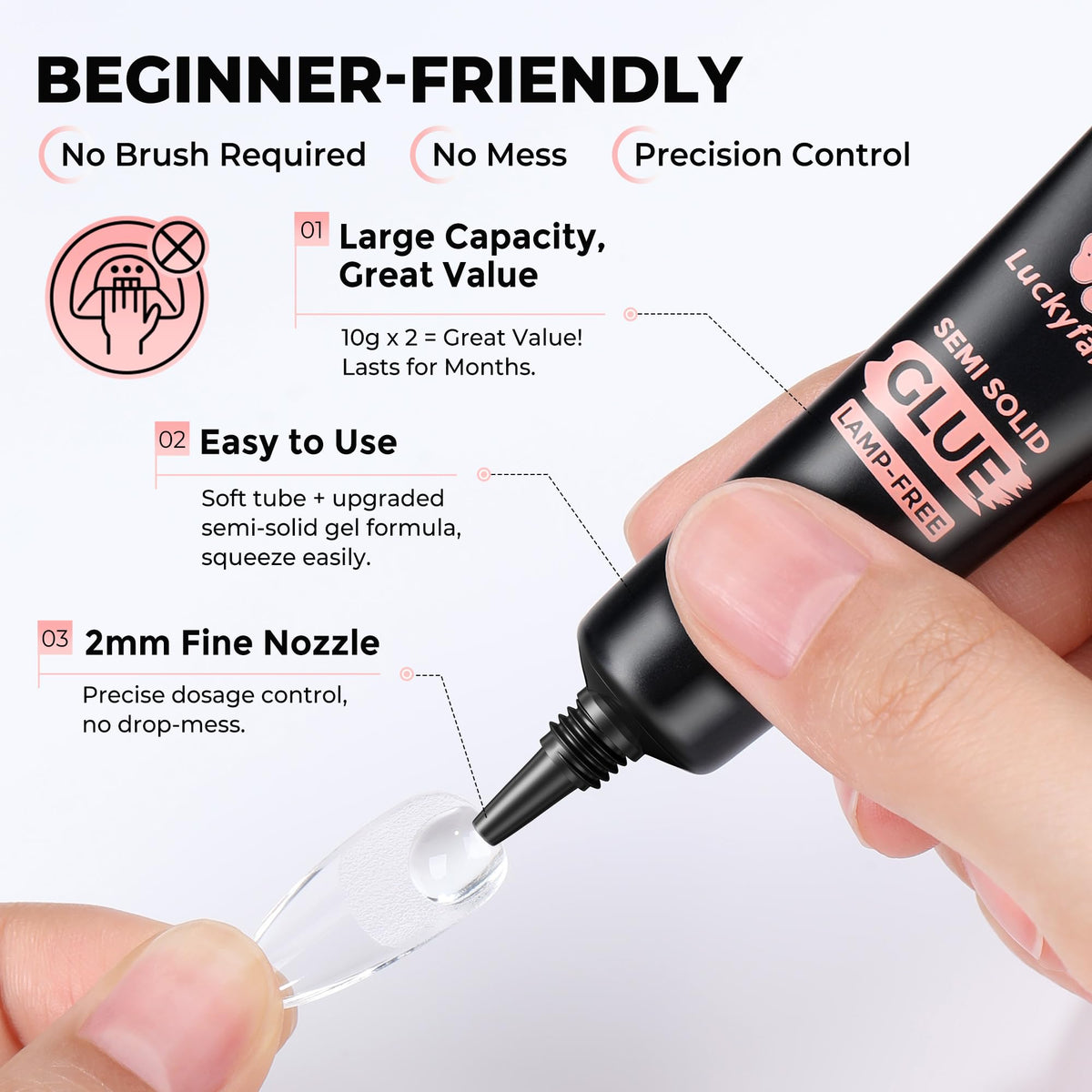 Application of Luckyfairy nail glue on press-on nails