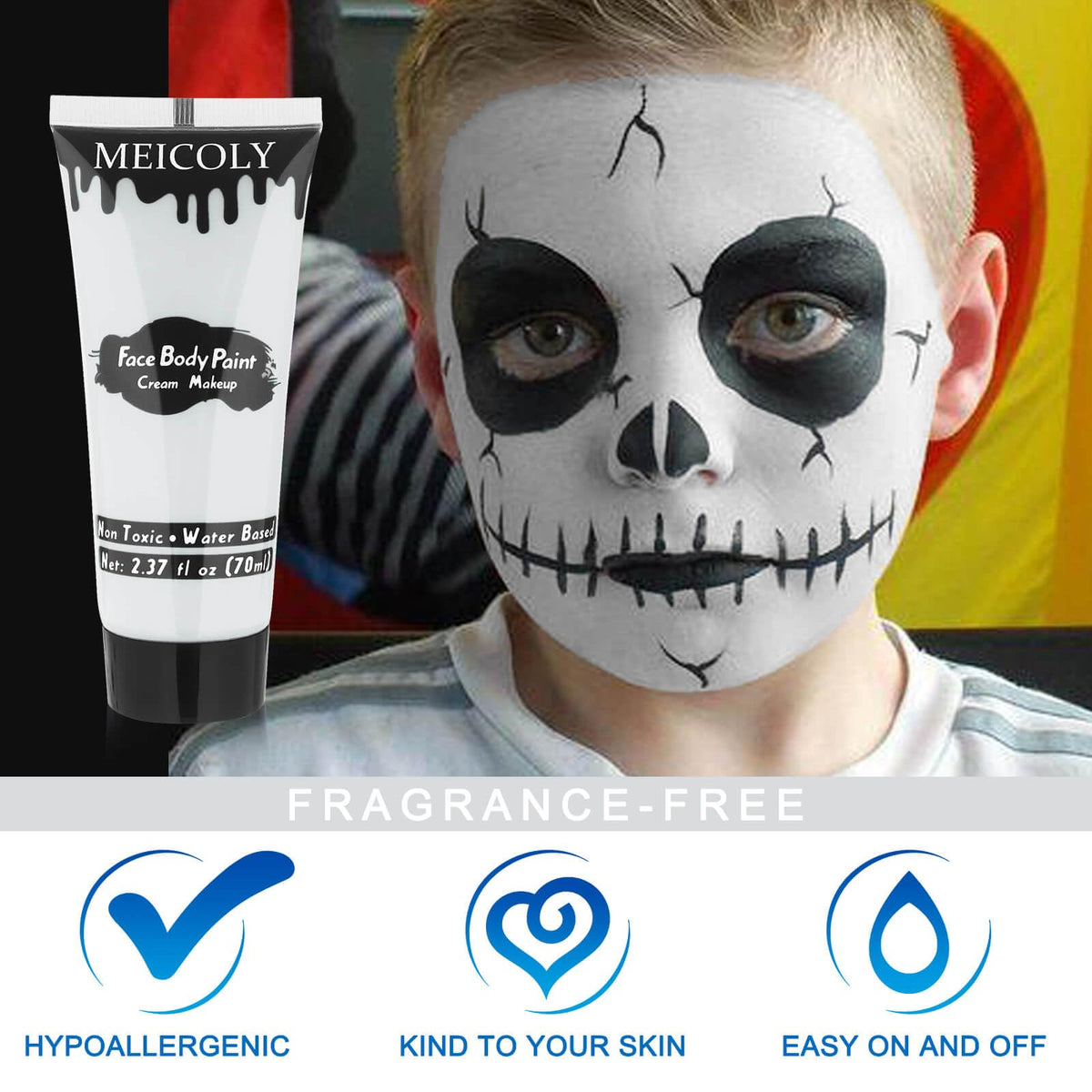 Application of MEICOLY Moonlight White Face Body Paint on skin
