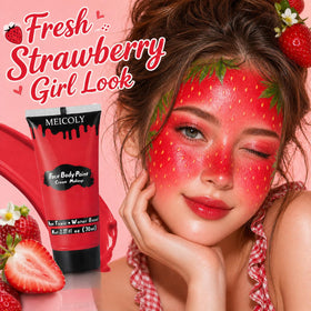 Application of MEICOLY red body paint on face