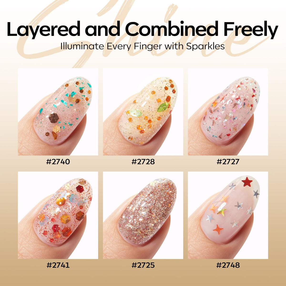 Application of modelones glitter gel polish on nails