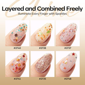 Application of modelones glitter gel polish on nails