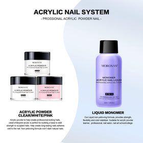 Application of Morovan acrylic nail kit on natural nails