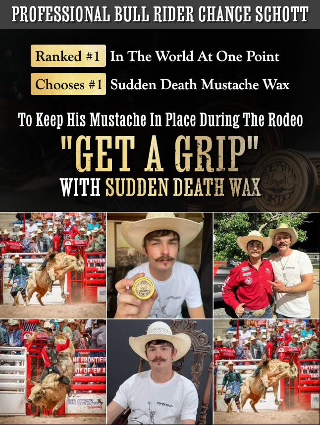 Application of mustache wax with fingertips