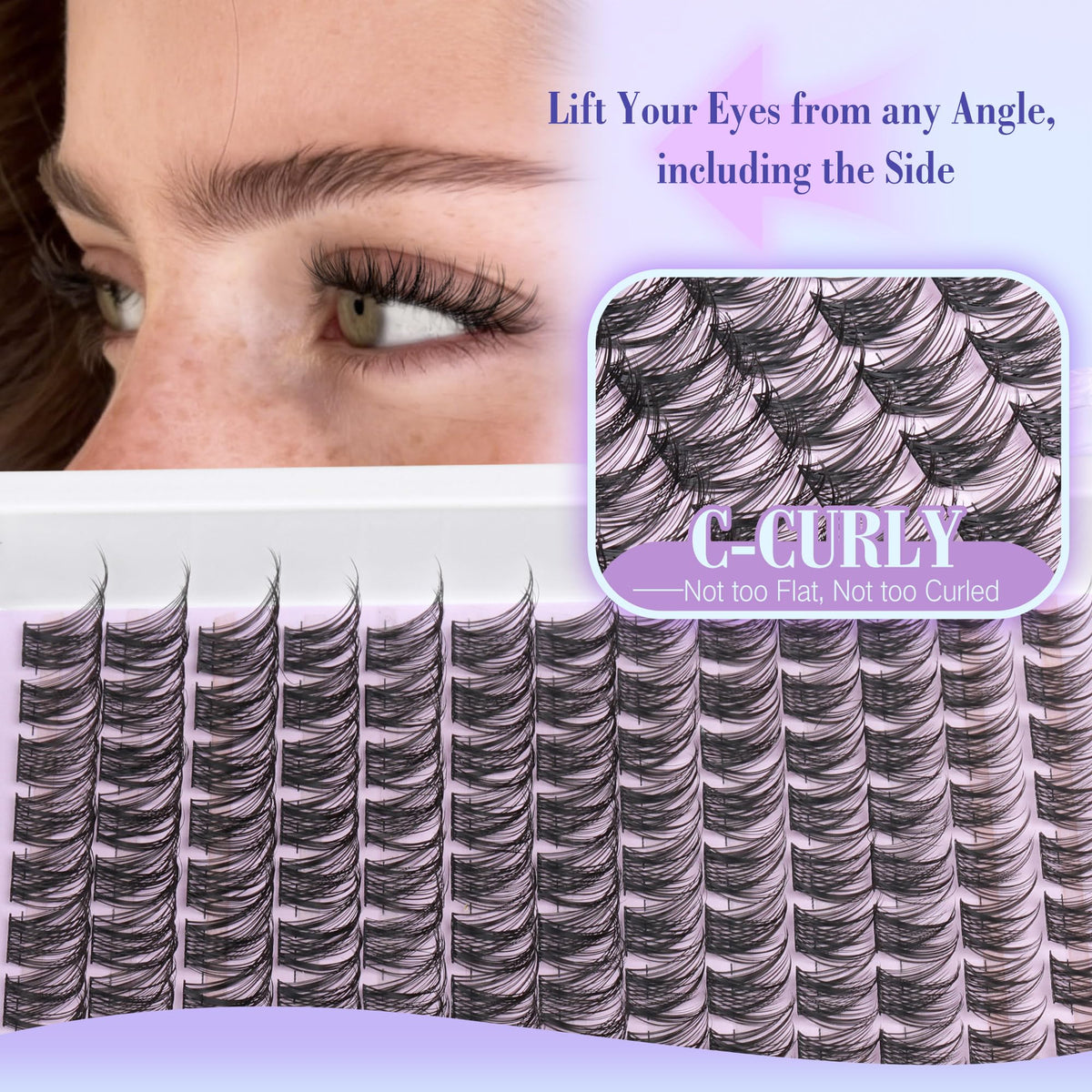 Application of Newcally Lash Clusters on a model's eyes
