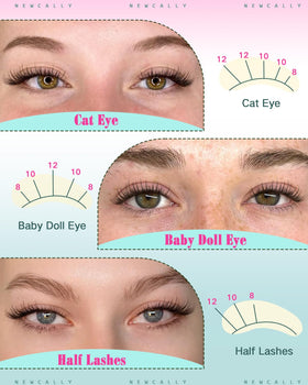 Application of Newcally lash clusters on model's eyes
