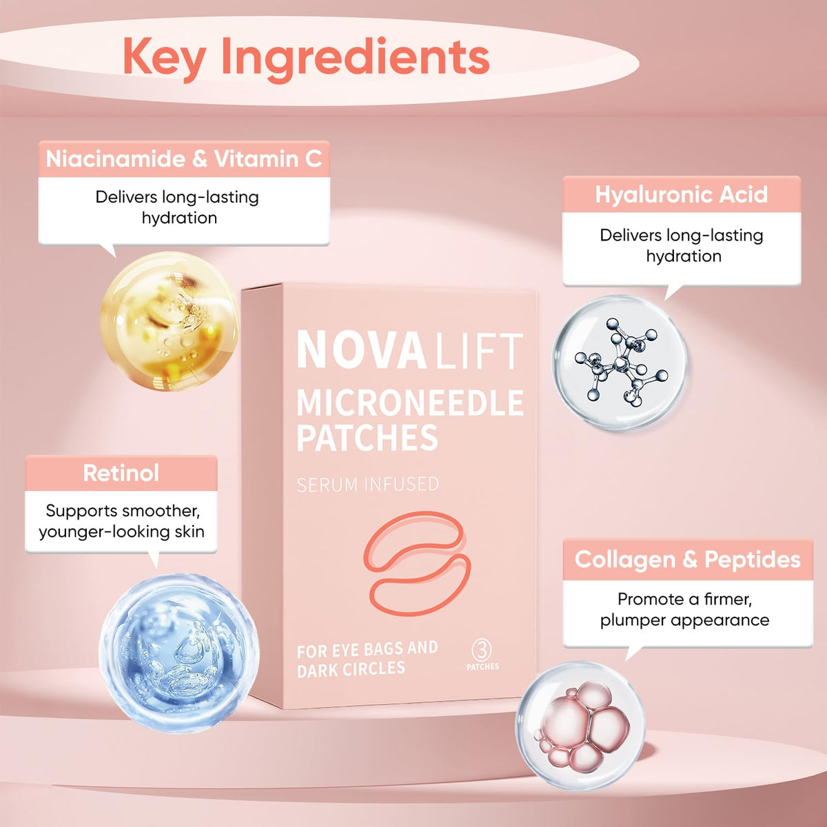 Application of NOVALIFT MicroGlow Eye Patches on under-eye area