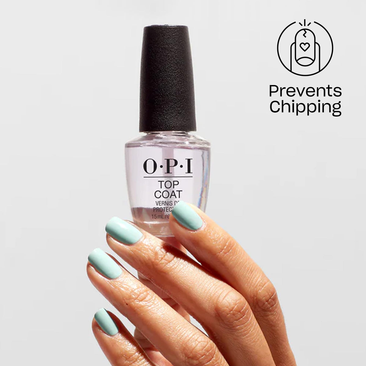 Application of OPI Bubble Bath nail polish on nails