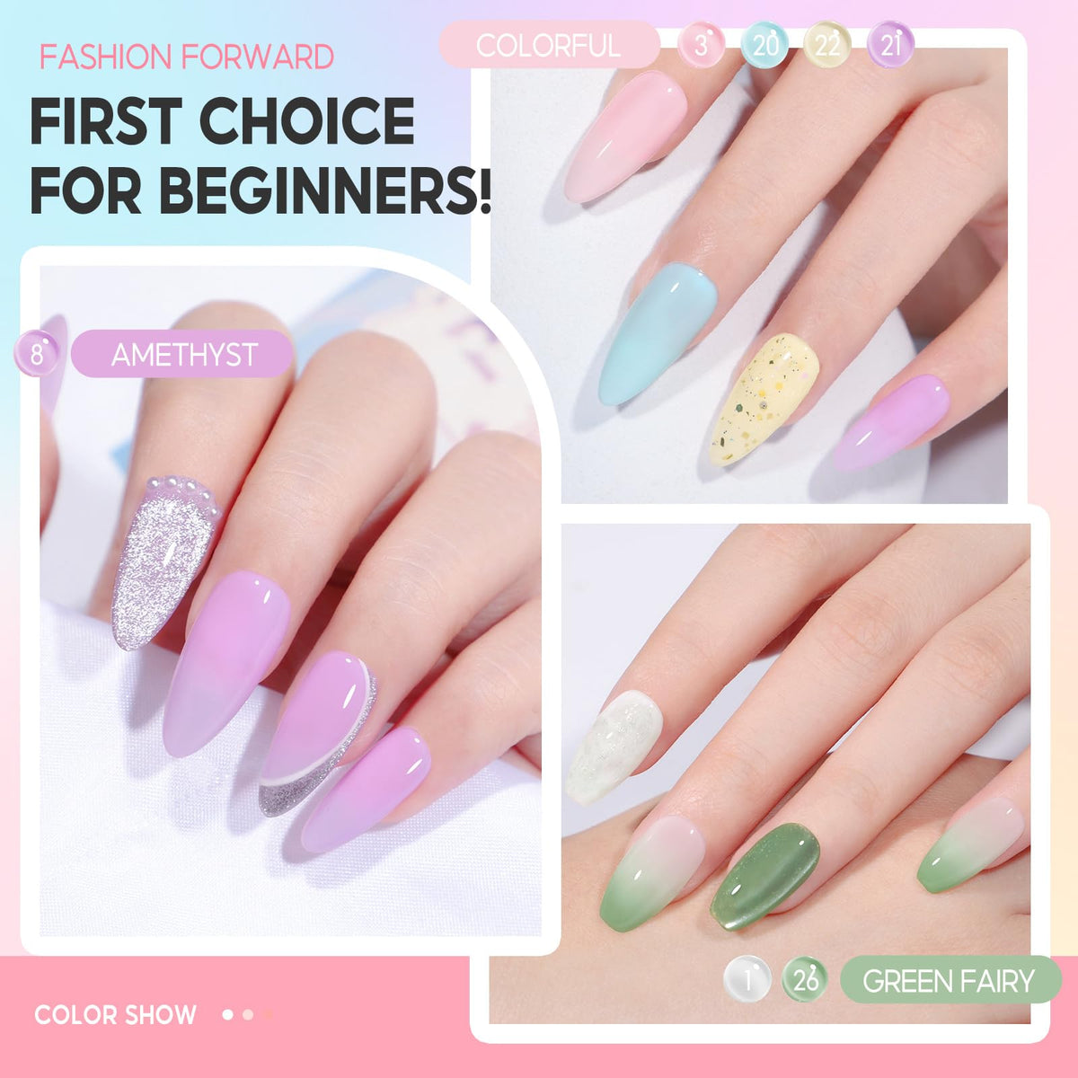 Application of PEACECOLOR Jelly Gel Nail Polish on nails