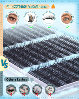 Application of PHKERATA Wispy Lash Clusters on model's eyes