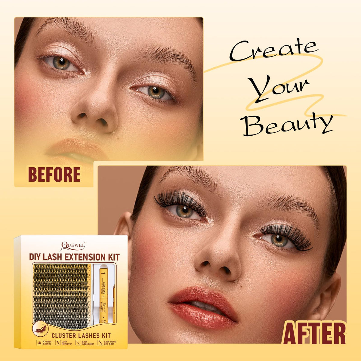 Application of QUEWEL lash clusters on model