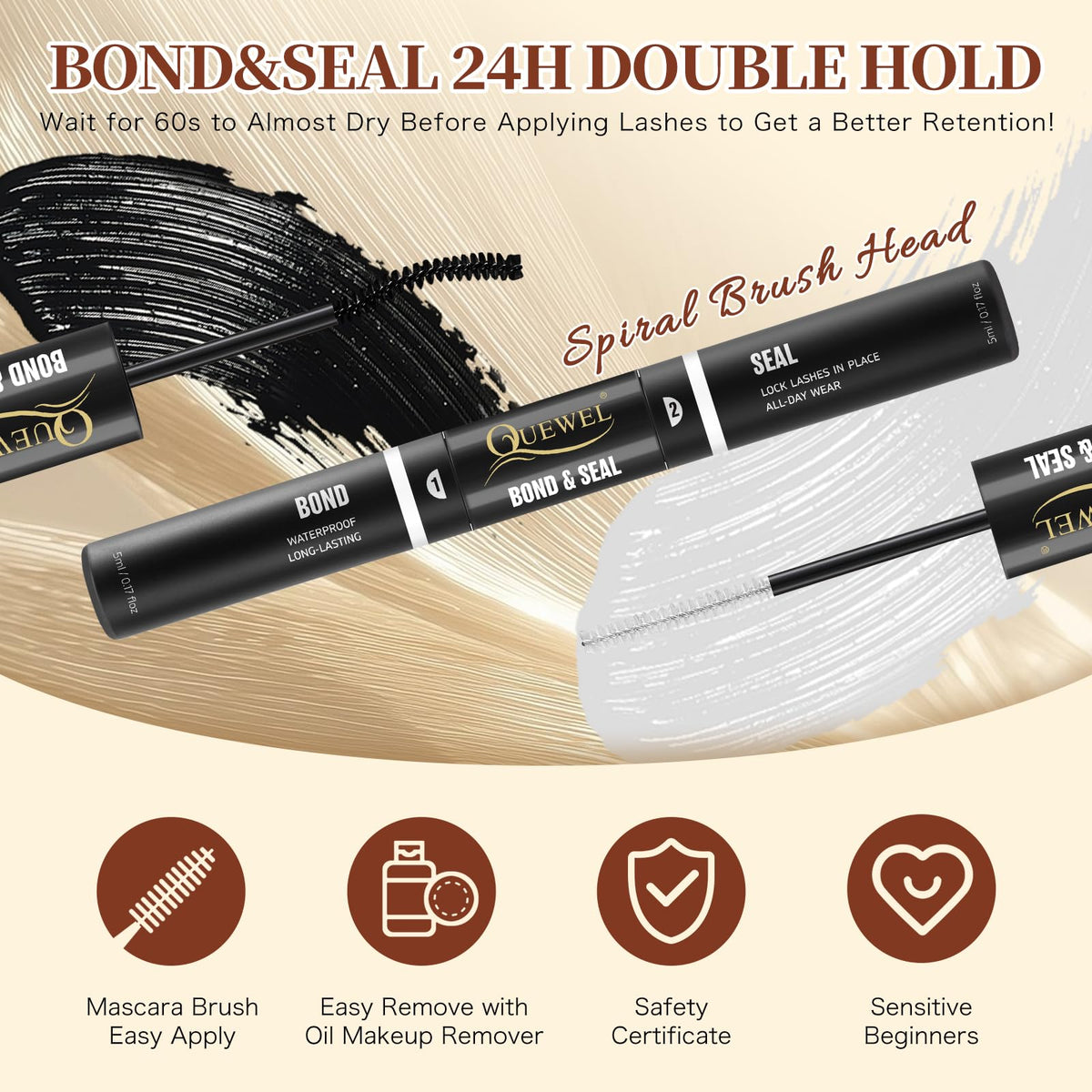 Application of QUEWEL lash clusters using tweezers
