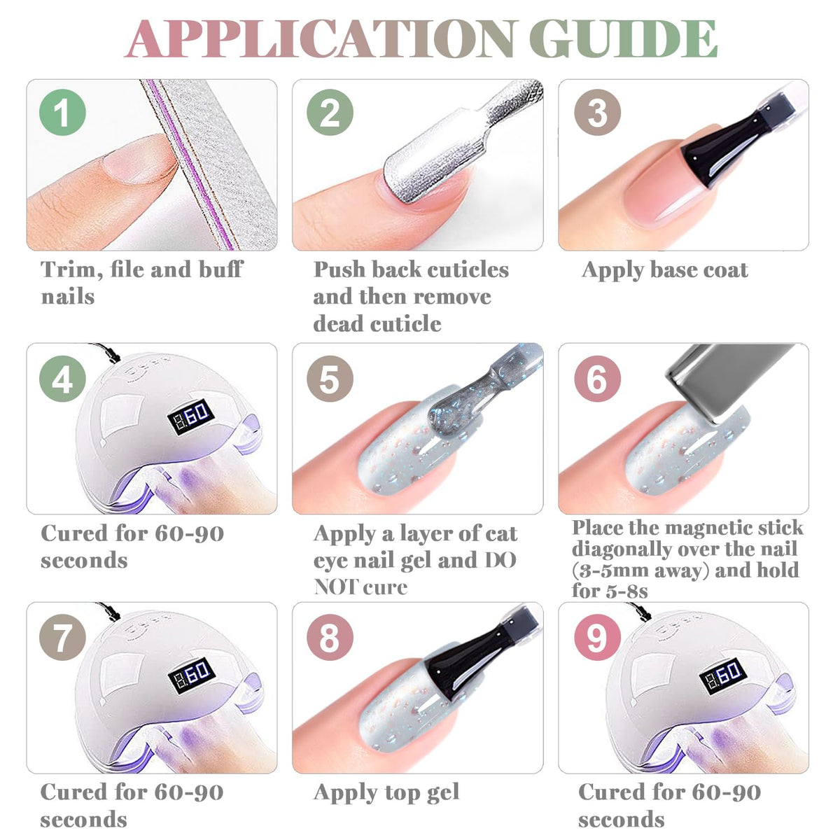 Application of RARJSM Bubble Cat Eye Gel Nail Polish under UV lamp