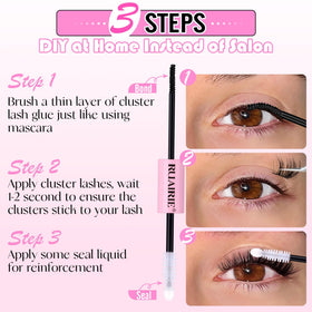 Application of Ruairie Lash Glue on cluster lashes