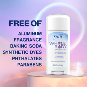 Application of Secret Whole Body Deodorant Stick on skin