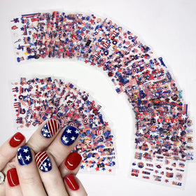 Application of SPLOCUDU Independence Day nail stickers on nails