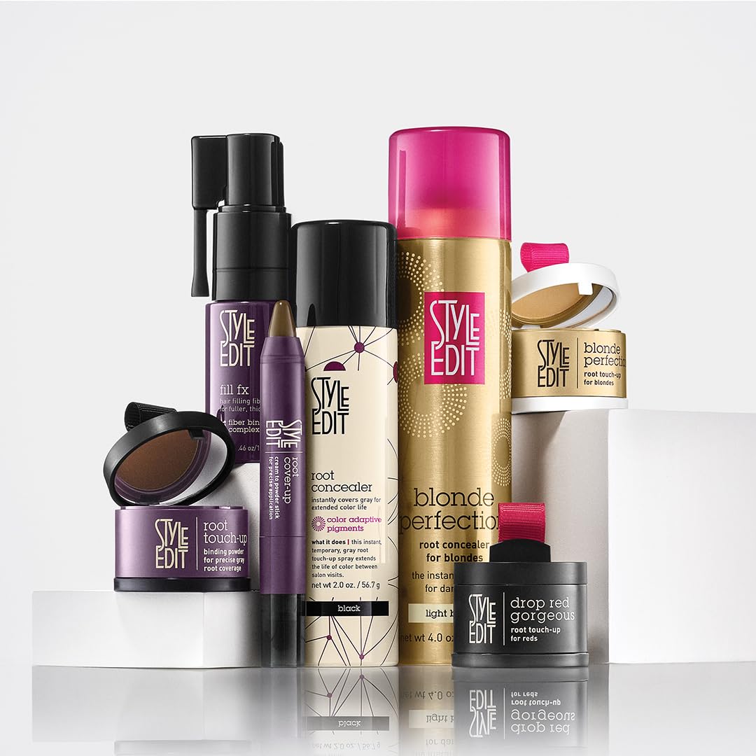 Application of STYLE EDIT Root Touch Up Spray Light Brown on hair