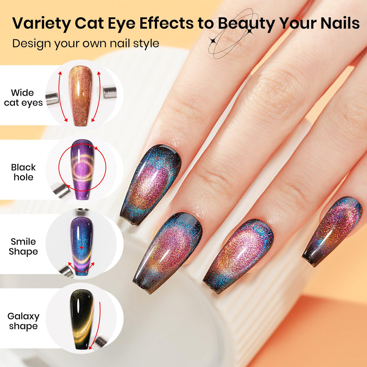Application of SUPWEE Cat Eye Gel Polish on nails