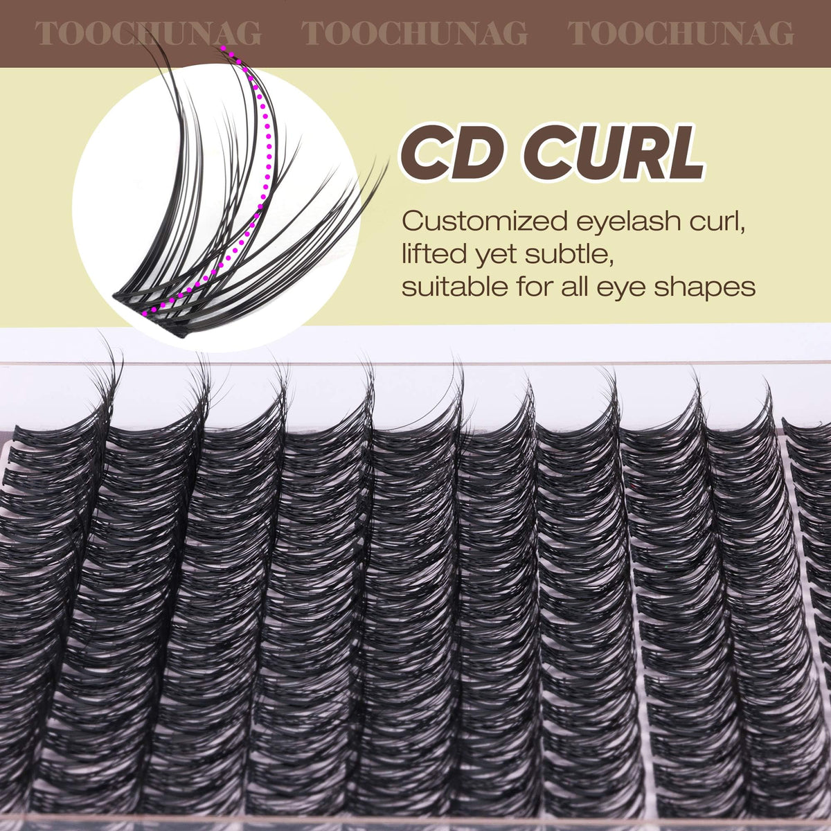Application of TOOCHUNAG Eyelash Clusters on model's eyes