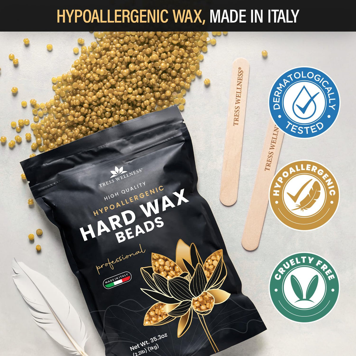 Application of Tress Wellness Wax Beads during waxing