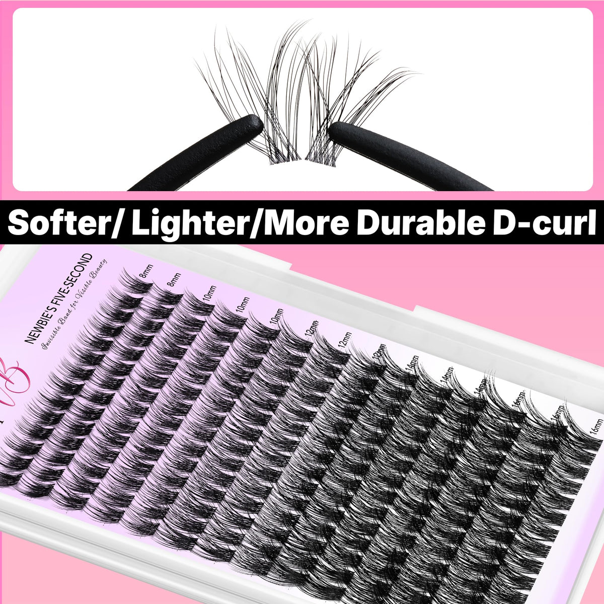 Application of VEYESBEAUTY LuxeBold Lash Clusters with tweezers