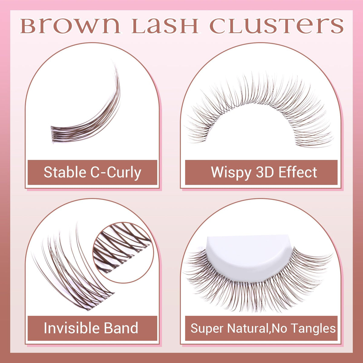 application of zanlufly brown lash clusters