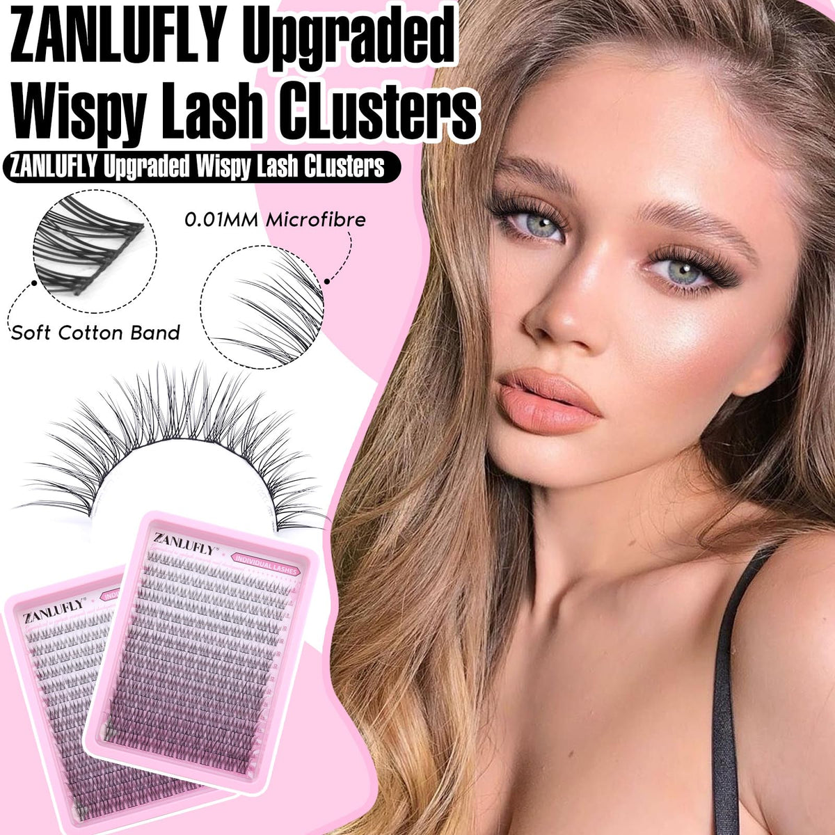 Application of zanlufly Wispy Eyelash Clusters on natural lashes