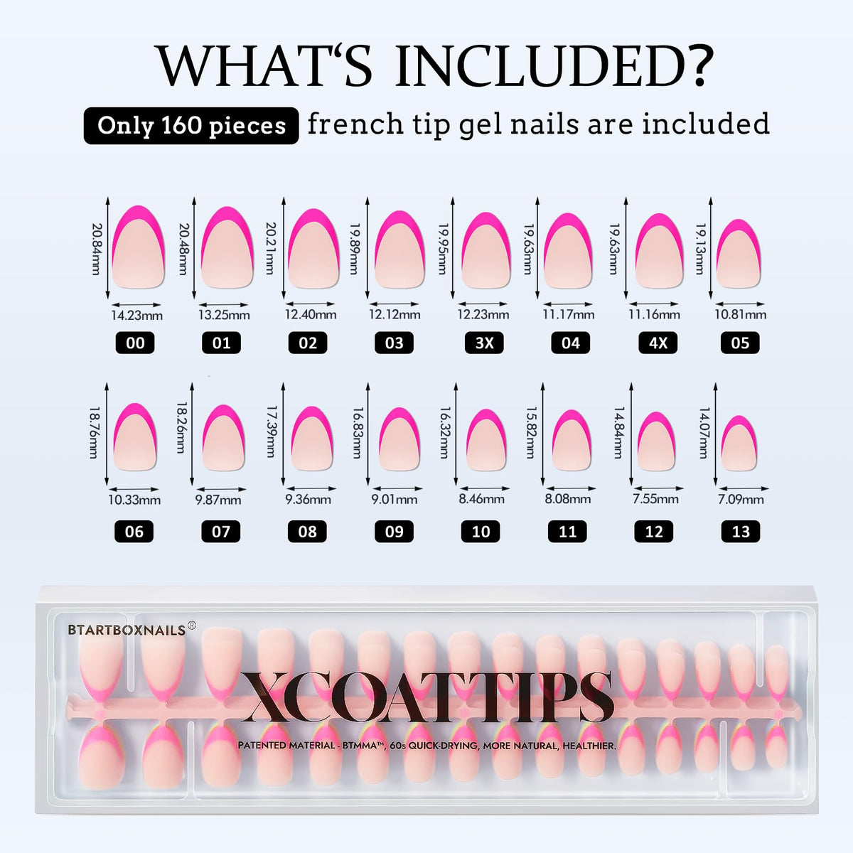 Application process of BTARTBOXNAILS Pastel French Tip Press On Nails