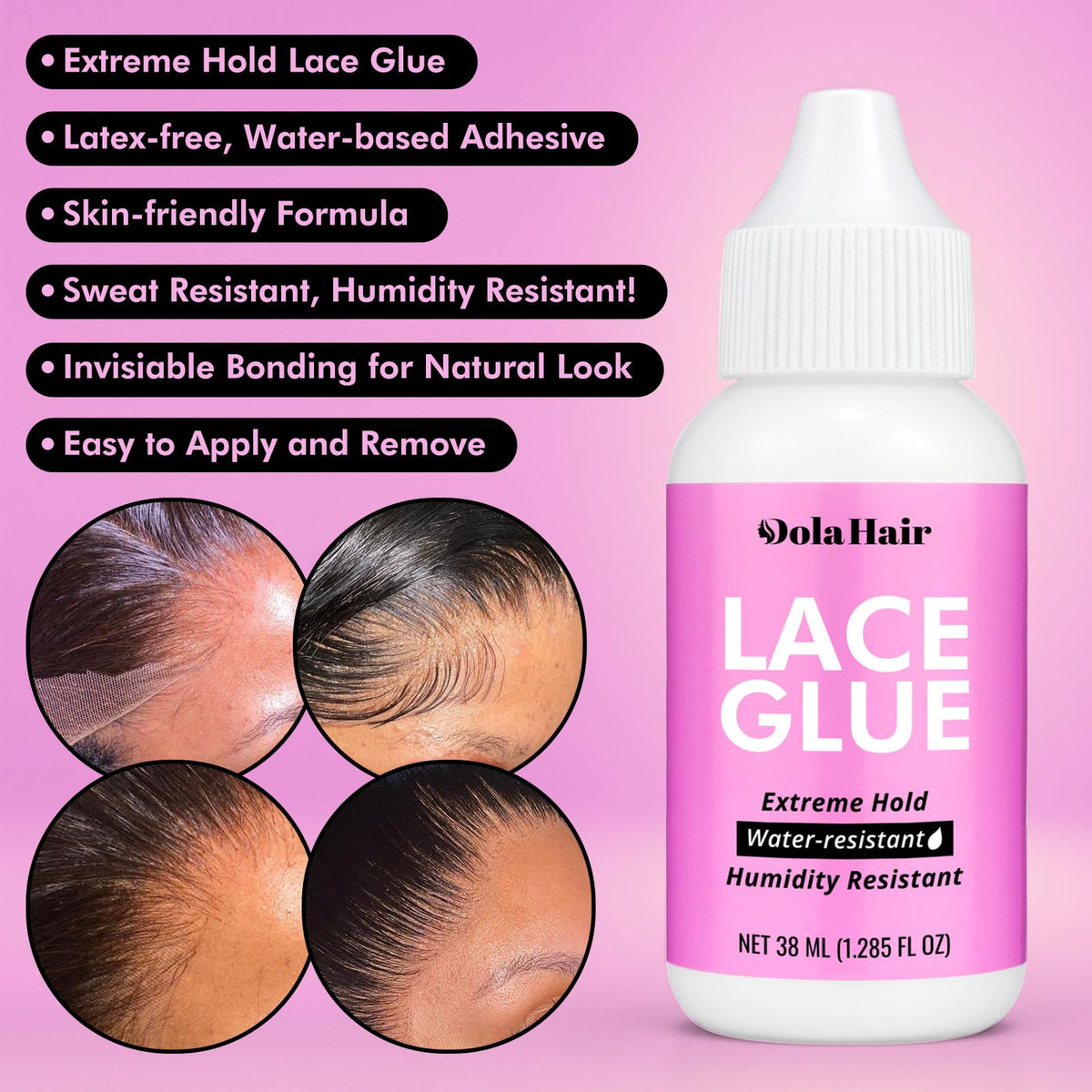 Application process of Dolahair Lace Glue on skin