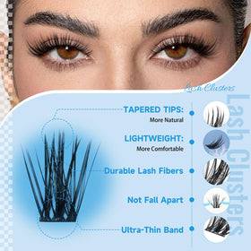 Application process of KevKev Lash Clusters on natural lashes