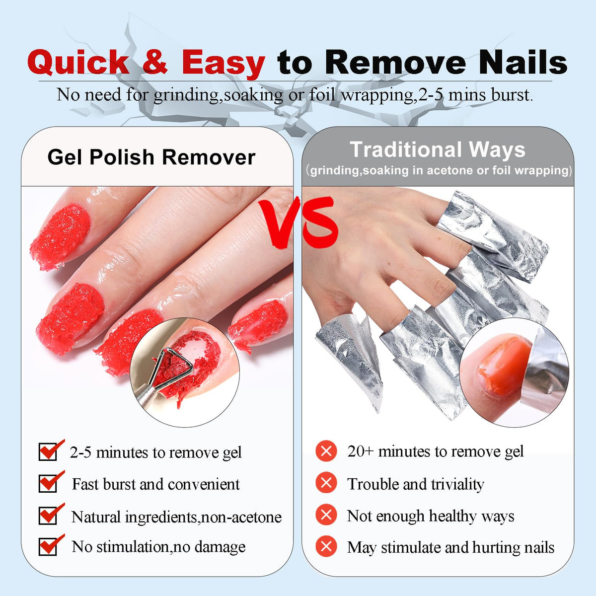 Application process of LOUINSTIC Gel Polish Remover on nails