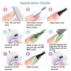 Application process of RARJSM Green Cat Eye Gel Nail Polish