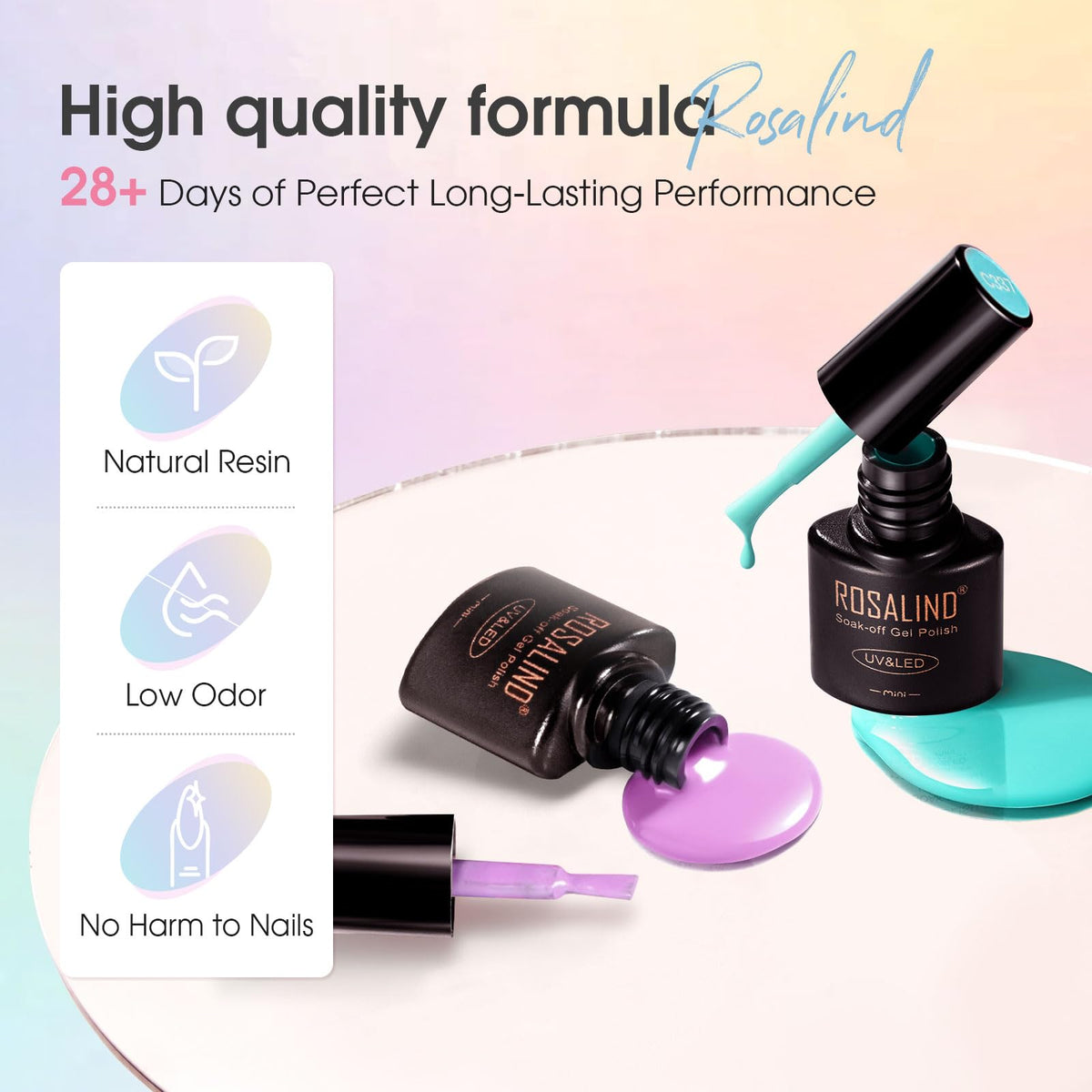 Application process of ROSALIND gel polish on nails